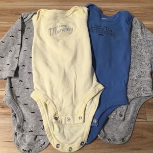 Lot of 4 Carter’s 6 Months Long Sleeve Bodysuits